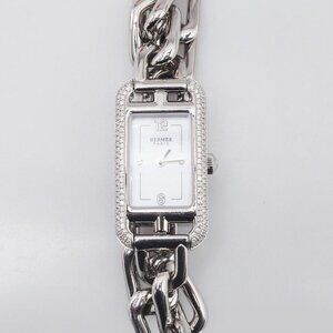 Hermes 17mm Stainless Steel and Diamond Jete De Diamants Nantucket Quartz Watch